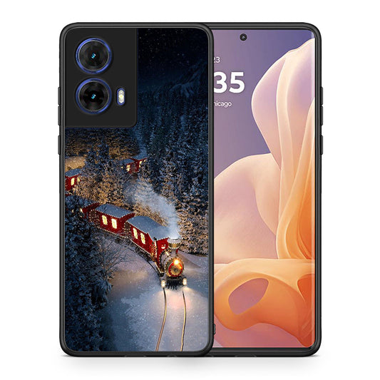 Θήκη Motorola Moto G85 Xmas Train από τη Smartfits με σχέδιο στο πίσω μέρος και μαύρο περίβλημα | Motorola Moto G85 Xmas Train case with colorful back and black bezels