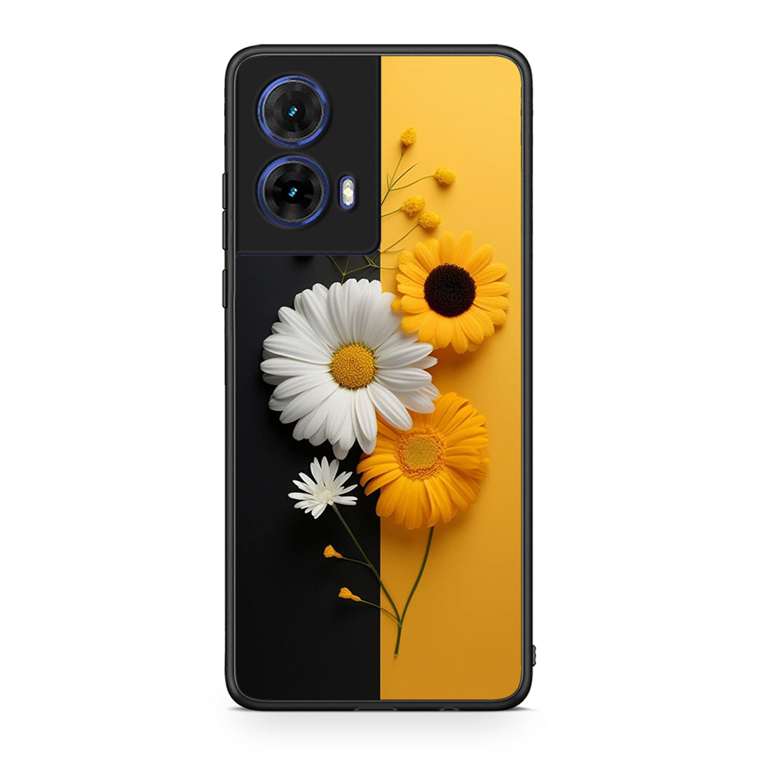 Motorola Moto G85 Yellow Daisies θήκη από τη Smartfits με σχέδιο στο πίσω μέρος και μαύρο περίβλημα | Smartphone case with colorful back and black bezels by Smartfits