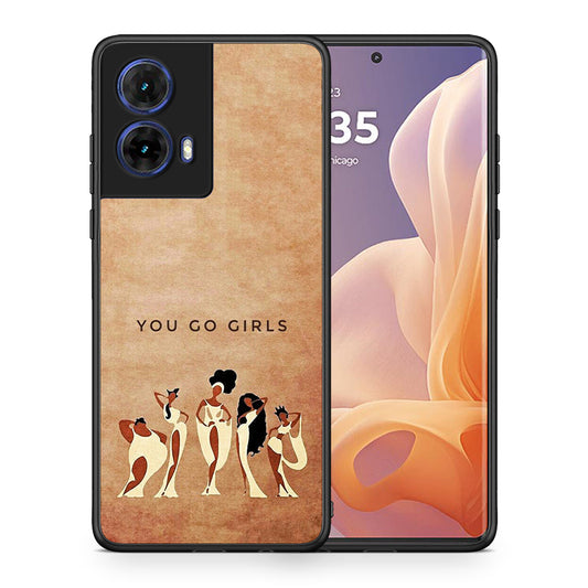 Θήκη Motorola Moto G85 You Go Girl από τη Smartfits με σχέδιο στο πίσω μέρος και μαύρο περίβλημα | Motorola Moto G85 You Go Girl case with colorful back and black bezels
