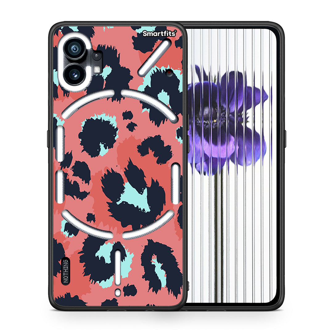 Θήκη Nothing Phone 1 Pink Leopard Animal από τη Smartfits με σχέδιο στο πίσω μέρος και μαύρο περίβλημα | Nothing Phone 1 Pink Leopard Animal case with colorful back and black bezels