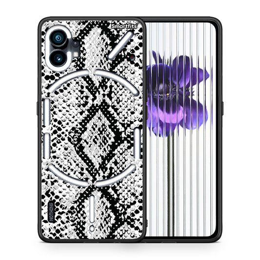 Θήκη Nothing Phone 1 White Snake Animal από τη Smartfits με σχέδιο στο πίσω μέρος και μαύρο περίβλημα | Nothing Phone 1 White Snake Animal case with colorful back and black bezels