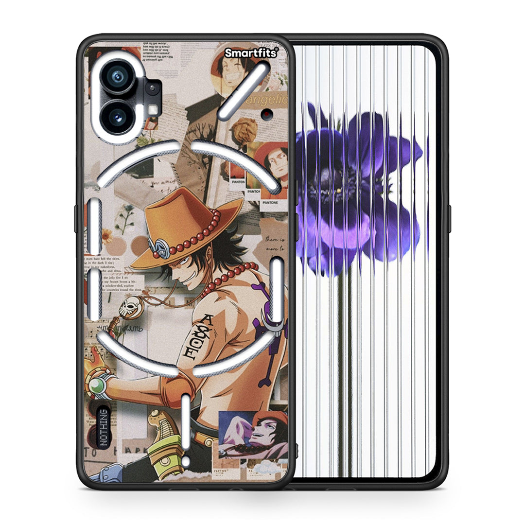 Θήκη Nothing Phone 1 Anime Collage από τη Smartfits με σχέδιο στο πίσω μέρος και μαύρο περίβλημα | Nothing Phone 1 Anime Collage case with colorful back and black bezels