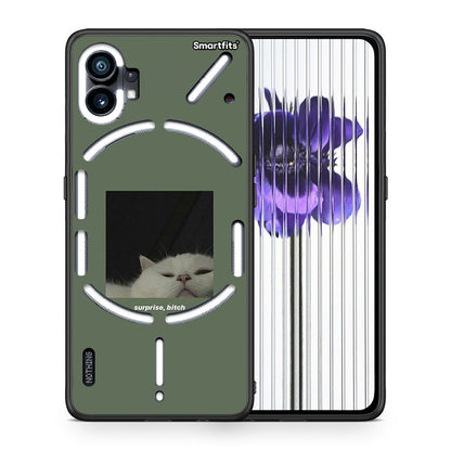 Θήκη Nothing Phone 1 Bitch Surprise από τη Smartfits με σχέδιο στο πίσω μέρος και μαύρο περίβλημα | Nothing Phone 1 Bitch Surprise case with colorful back and black bezels