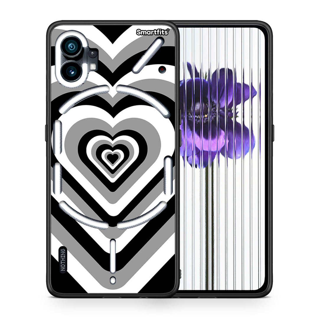 Θήκη Nothing Phone 1 Black Hearts από τη Smartfits με σχέδιο στο πίσω μέρος και μαύρο περίβλημα | Nothing Phone 1 Black Hearts case with colorful back and black bezels