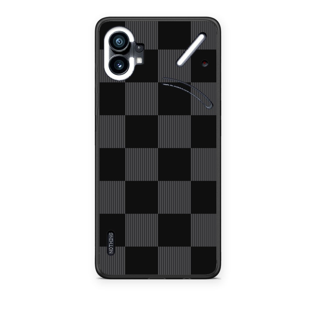 Θήκη Nothing Phone 1 Black and Charcoal Striped Checks από τη Smartfits με σχέδιο στο πίσω μέρος και μαύρο περίβλημα | Nothing Phone 1 Black and Charcoal Striped Checks case with colorful back and black bezels