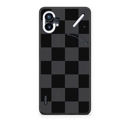 Θήκη Nothing Phone 1 Black and Charcoal Striped Checks από τη Smartfits με σχέδιο στο πίσω μέρος και μαύρο περίβλημα | Nothing Phone 1 Black and Charcoal Striped Checks case with colorful back and black bezels
