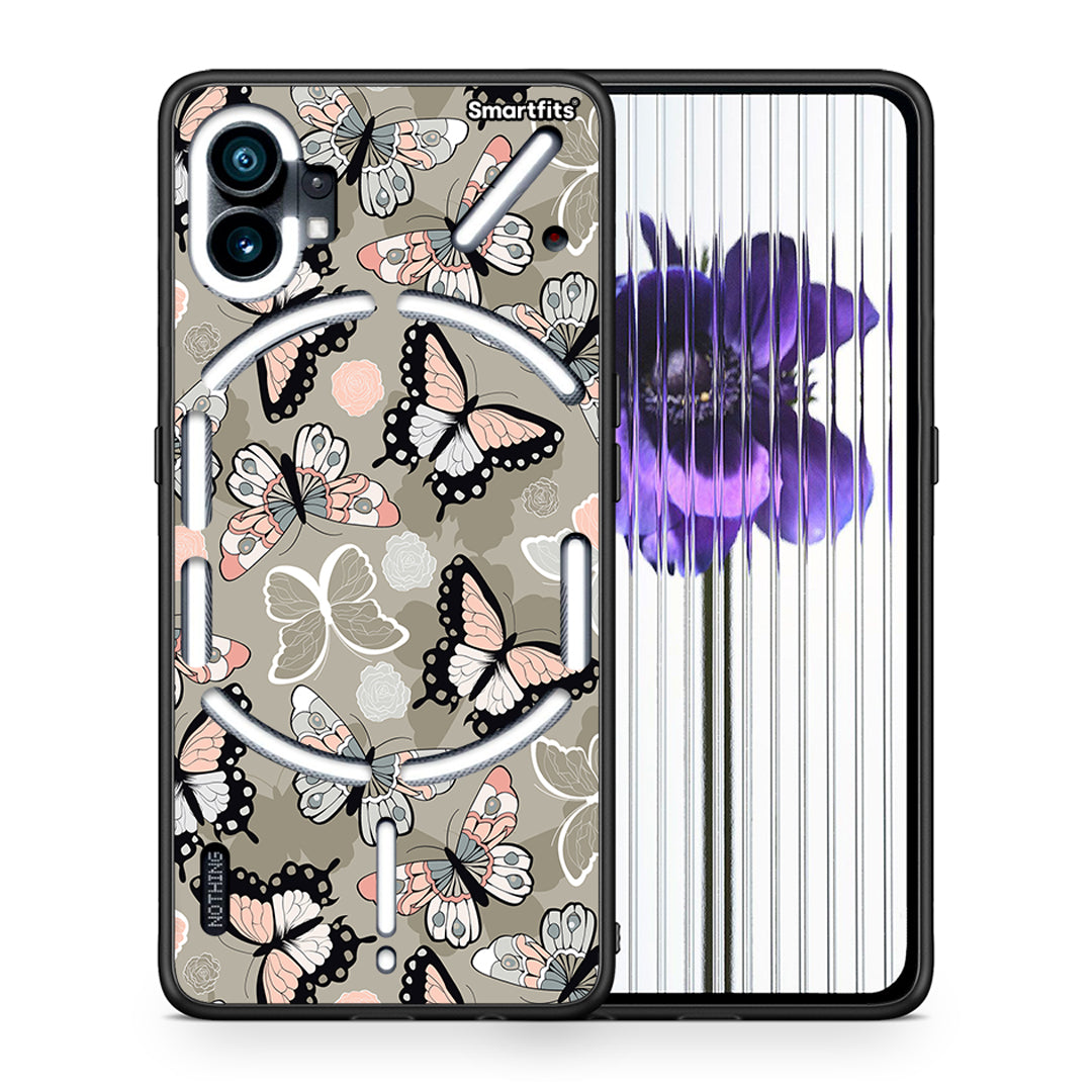 Θήκη Nothing Phone 1 Butterflies Boho από τη Smartfits με σχέδιο στο πίσω μέρος και μαύρο περίβλημα | Nothing Phone 1 Butterflies Boho case with colorful back and black bezels