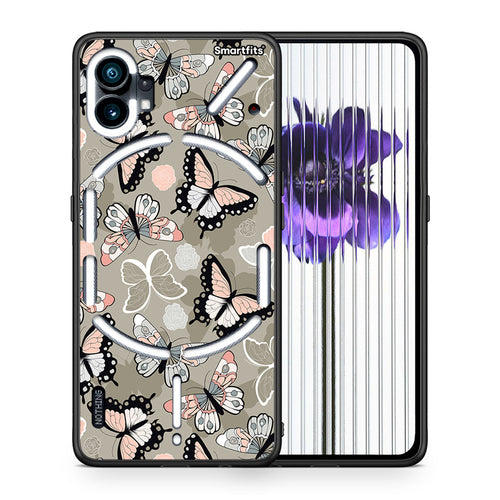 Θήκη Nothing Phone 1 Butterflies Boho από τη Smartfits με σχέδιο στο πίσω μέρος και μαύρο περίβλημα | Nothing Phone 1 Butterflies Boho case with colorful back and black bezels