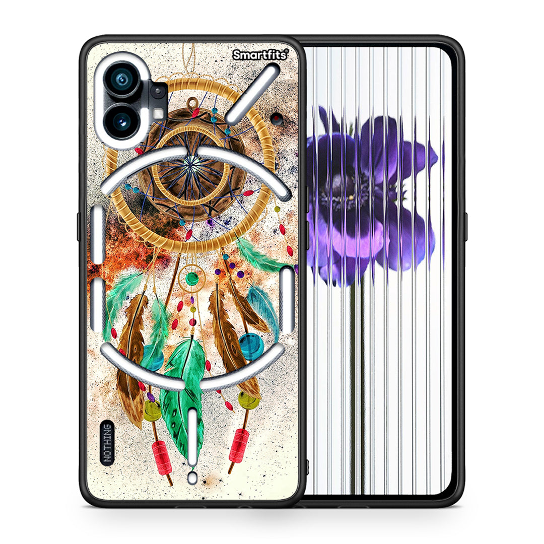Θήκη Nothing Phone 1 DreamCatcher Boho από τη Smartfits με σχέδιο στο πίσω μέρος και μαύρο περίβλημα | Nothing Phone 1 DreamCatcher Boho case with colorful back and black bezels