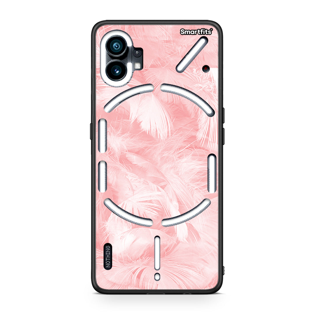 33 - Nothing Phone 1 Pink Feather Boho case, cover, bumper
