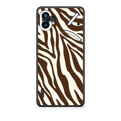 Θήκη Nothing Phone 1 Brown and Cream Zebra Stripes από τη Smartfits με σχέδιο στο πίσω μέρος και μαύρο περίβλημα | Nothing Phone 1 Brown and Cream Zebra Stripes case with colorful back and black bezels
