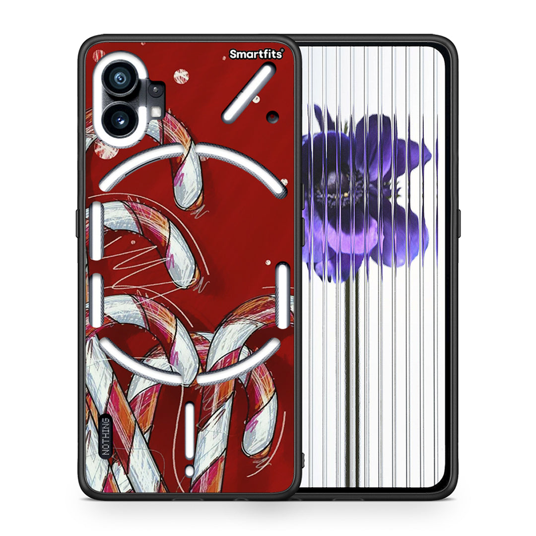 Θήκη Nothing Phone 1 Candy Cane από τη Smartfits με σχέδιο στο πίσω μέρος και μαύρο περίβλημα | Nothing Phone 1 Candy Cane case with colorful back and black bezels