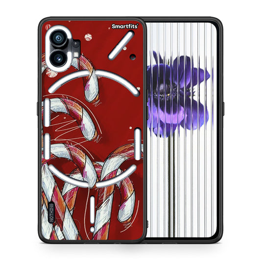 Θήκη Nothing Phone 1 Candy Cane από τη Smartfits με σχέδιο στο πίσω μέρος και μαύρο περίβλημα | Nothing Phone 1 Candy Cane case with colorful back and black bezels