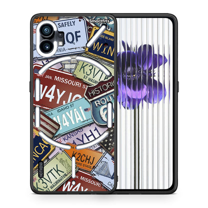 Θήκη Nothing Phone 1 Car Plates από τη Smartfits με σχέδιο στο πίσω μέρος και μαύρο περίβλημα | Nothing Phone 1 Car Plates case with colorful back and black bezels