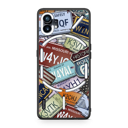 Nothing Phone 1 Car Plates θήκη από τη Smartfits με σχέδιο στο πίσω μέρος και μαύρο περίβλημα | Smartphone case with colorful back and black bezels by Smartfits