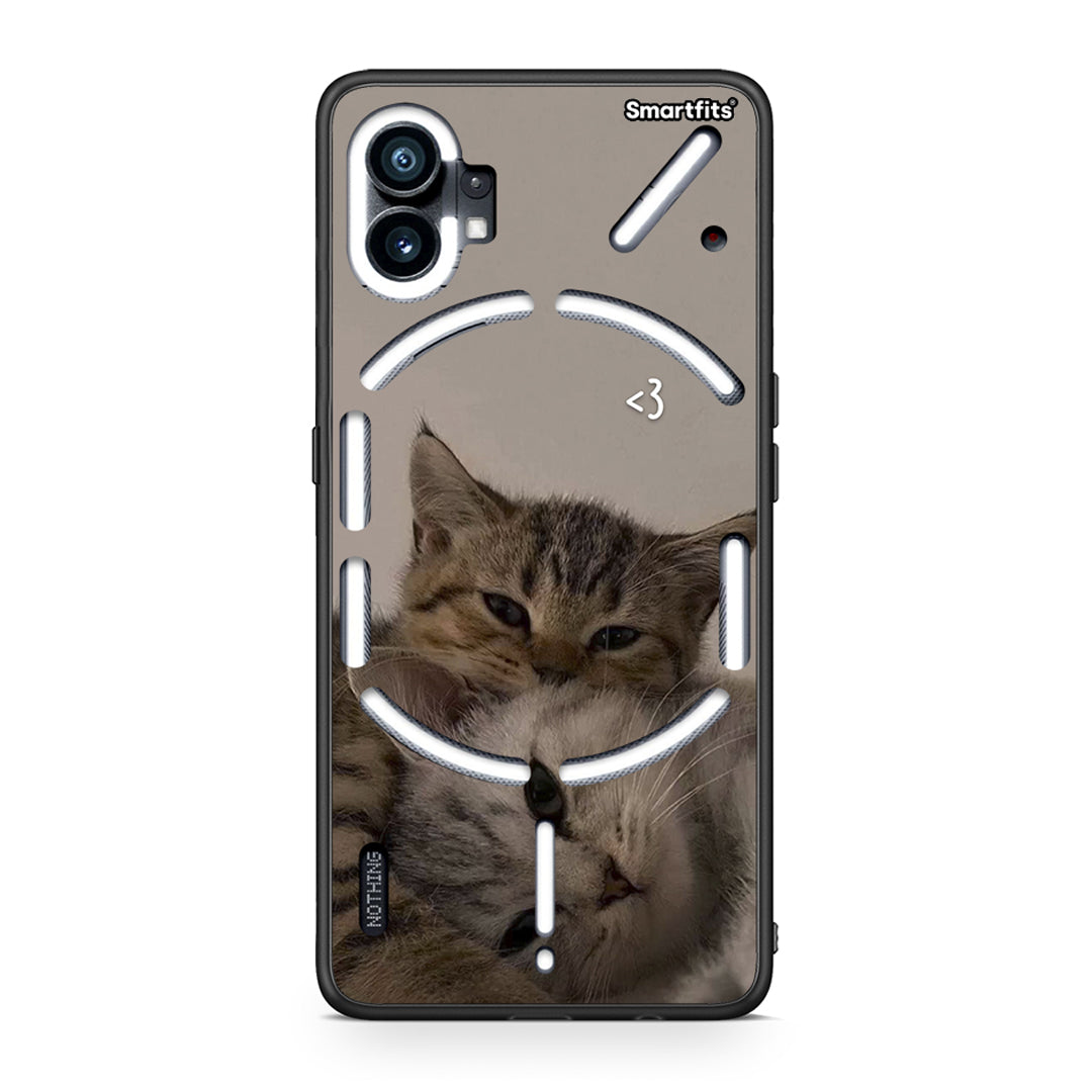 Nothing Phone 1 Cats In Love Θήκη από τη Smartfits με σχέδιο στο πίσω μέρος και μαύρο περίβλημα | Smartphone case with colorful back and black bezels by Smartfits