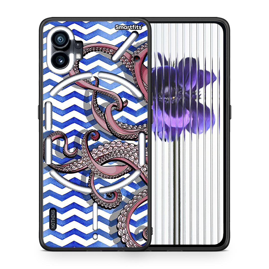 Θήκη Nothing Phone 1 Chevron Devilfish από τη Smartfits με σχέδιο στο πίσω μέρος και μαύρο περίβλημα | Nothing Phone 1 Chevron Devilfish case with colorful back and black bezels