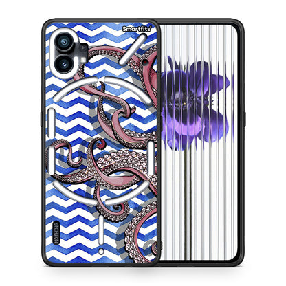 Θήκη Nothing Phone 1 Chevron Devilfish από τη Smartfits με σχέδιο στο πίσω μέρος και μαύρο περίβλημα | Nothing Phone 1 Chevron Devilfish case with colorful back and black bezels