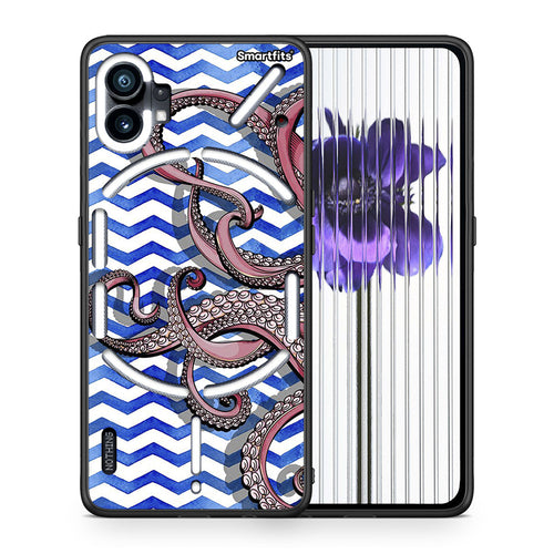 Θήκη Nothing Phone 1 Chevron Devilfish από τη Smartfits με σχέδιο στο πίσω μέρος και μαύρο περίβλημα | Nothing Phone 1 Chevron Devilfish case with colorful back and black bezels
