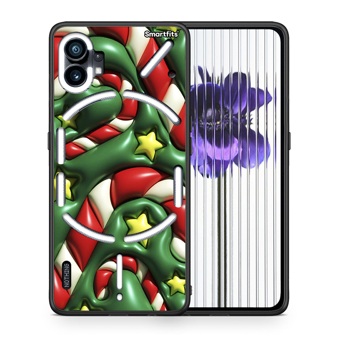 Θήκη Nothing Phone 1 Christmas Bubbles από τη Smartfits με σχέδιο στο πίσω μέρος και μαύρο περίβλημα | Nothing Phone 1 Christmas Bubbles case with colorful back and black bezels