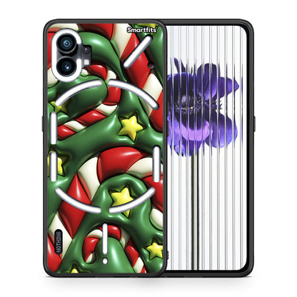 Θήκη Nothing Phone 1 Christmas Bubbles από τη Smartfits με σχέδιο στο πίσω μέρος και μαύρο περίβλημα | Nothing Phone 1 Christmas Bubbles case with colorful back and black bezels