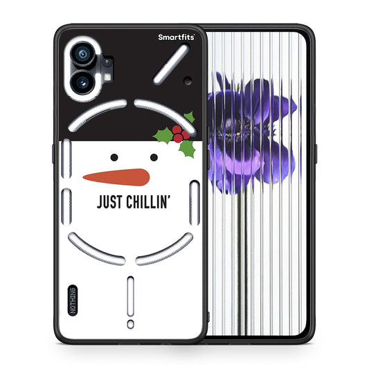 Θήκη Nothing Phone 1 Christmas Chillin από τη Smartfits με σχέδιο στο πίσω μέρος και μαύρο περίβλημα | Nothing Phone 1 Christmas Chillin case with colorful back and black bezels