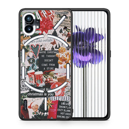 Θήκη Nothing Phone 1 Christmas Happiness από τη Smartfits με σχέδιο στο πίσω μέρος και μαύρο περίβλημα | Nothing Phone 1 Christmas Happiness case with colorful back and black bezels