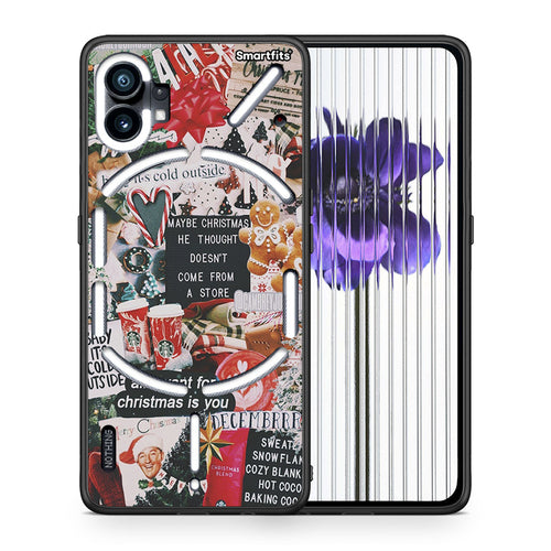 Θήκη Nothing Phone 1 Christmas Happiness από τη Smartfits με σχέδιο στο πίσω μέρος και μαύρο περίβλημα | Nothing Phone 1 Christmas Happiness case with colorful back and black bezels