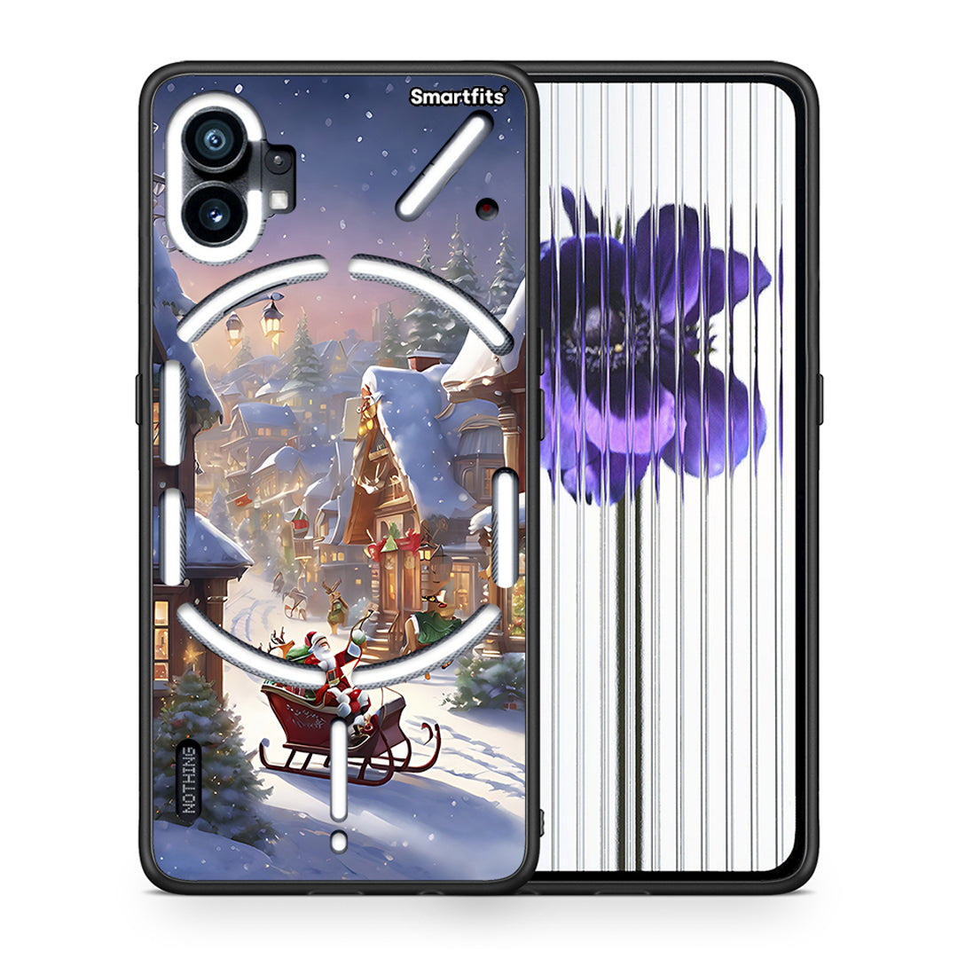 Θήκη Nothing Phone 1 Christmas Snow από τη Smartfits με σχέδιο στο πίσω μέρος και μαύρο περίβλημα | Nothing Phone 1 Christmas Snow case with colorful back and black bezels