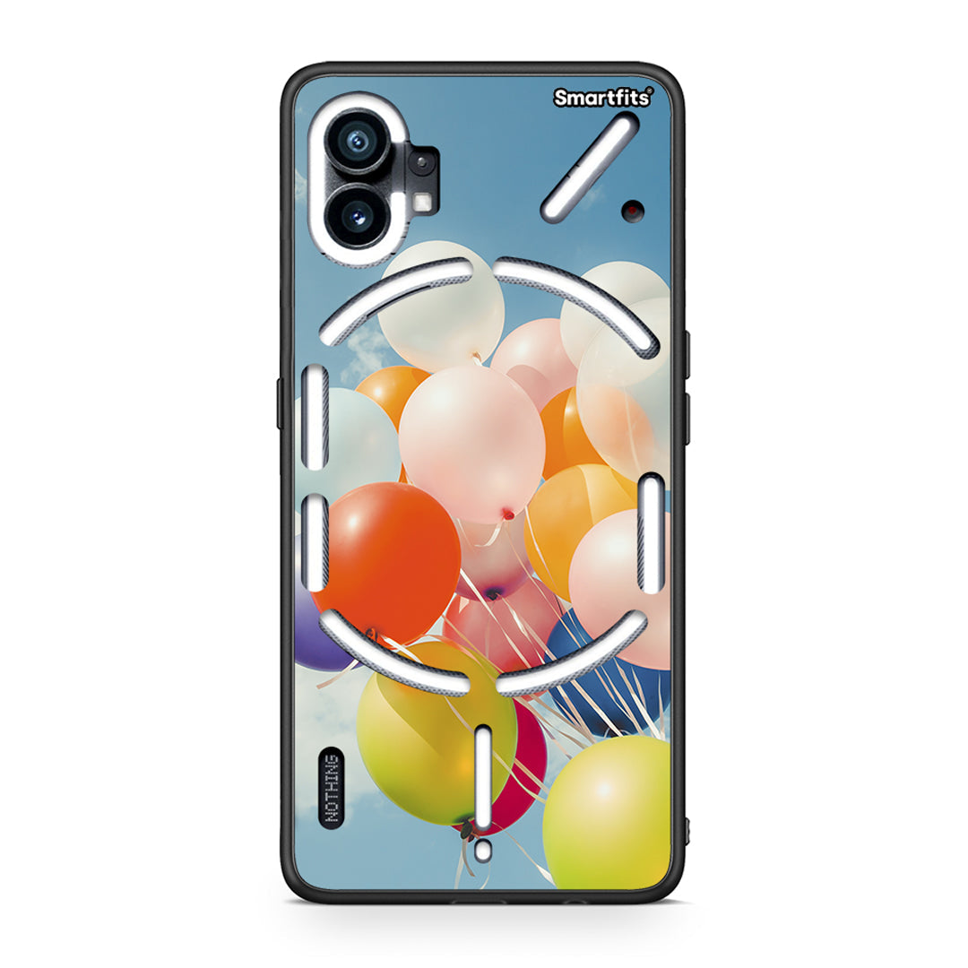 Nothing Phone 1 Colorful Balloons θήκη από τη Smartfits με σχέδιο στο πίσω μέρος και μαύρο περίβλημα | Smartphone case with colorful back and black bezels by Smartfits