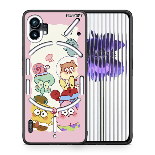 Θήκη Nothing Phone 1 Cute Companion από τη Smartfits με σχέδιο στο πίσω μέρος και μαύρο περίβλημα | Nothing Phone 1 Cute Companion case with colorful back and black bezels