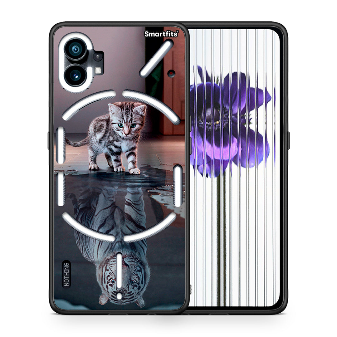 Θήκη Nothing Phone 1 Tiger Cute από τη Smartfits με σχέδιο στο πίσω μέρος και μαύρο περίβλημα | Nothing Phone 1 Tiger Cute case with colorful back and black bezels