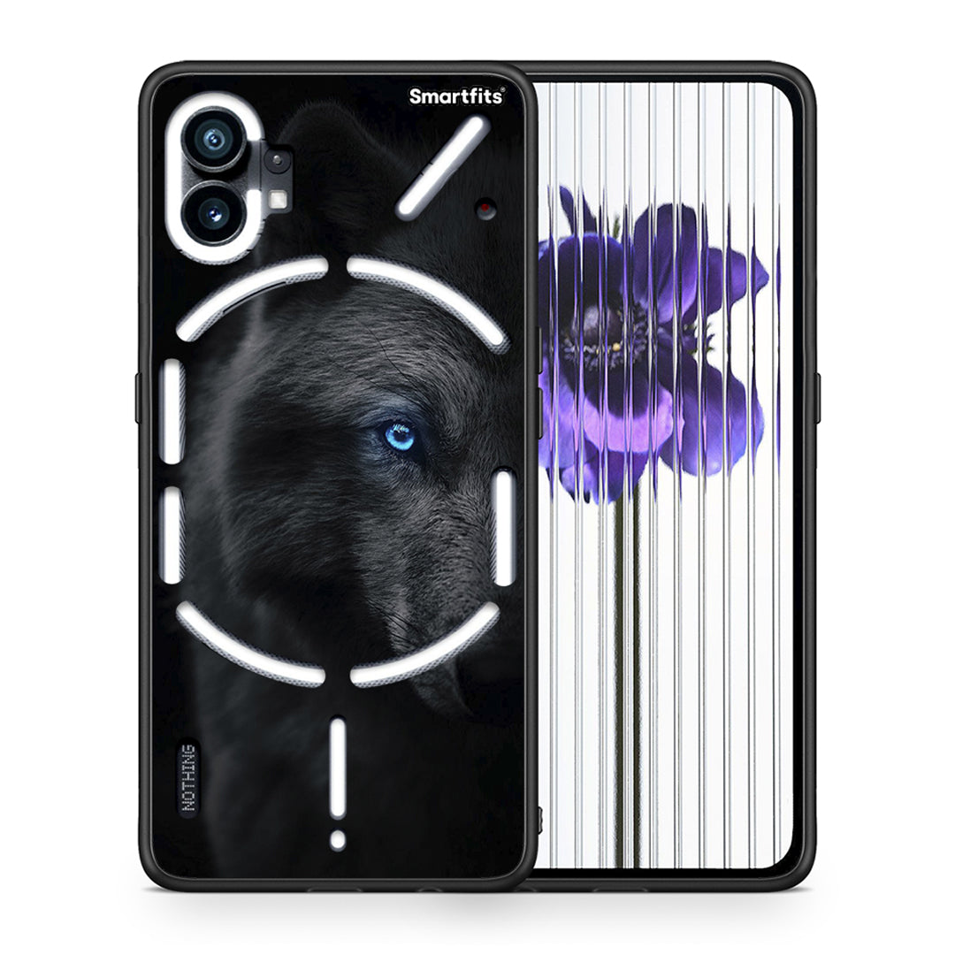 Θήκη Nothing Phone 1 Dark Wolf από τη Smartfits με σχέδιο στο πίσω μέρος και μαύρο περίβλημα | Nothing Phone 1 Dark Wolf case with colorful back and black bezels