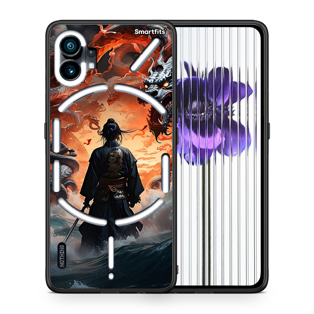 Θήκη Nothing Phone 1 Dragons Fight από τη Smartfits με σχέδιο στο πίσω μέρος και μαύρο περίβλημα | Nothing Phone 1 Dragons Fight case with colorful back and black bezels