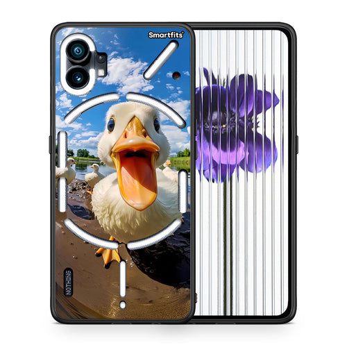 Θήκη Nothing Phone 1 Duck Face από τη Smartfits με σχέδιο στο πίσω μέρος και μαύρο περίβλημα | Nothing Phone 1 Duck Face case with colorful back and black bezels