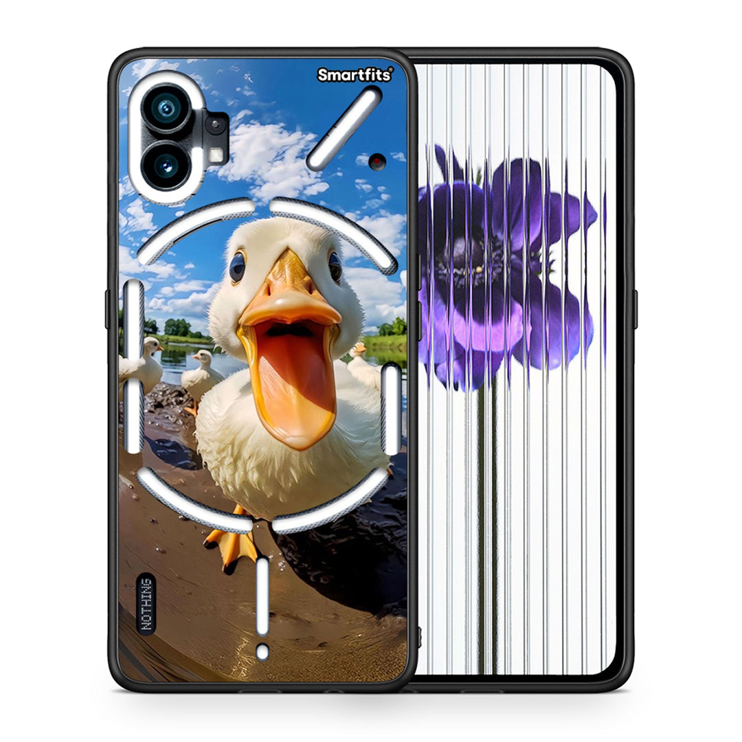 Θήκη Nothing Phone 1 Duck Face από τη Smartfits με σχέδιο στο πίσω μέρος και μαύρο περίβλημα | Nothing Phone 1 Duck Face case with colorful back and black bezels