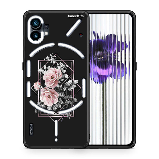 Θήκη Nothing Phone 1 Frame Flower από τη Smartfits με σχέδιο στο πίσω μέρος και μαύρο περίβλημα | Nothing Phone 1 Frame Flower case with colorful back and black bezels