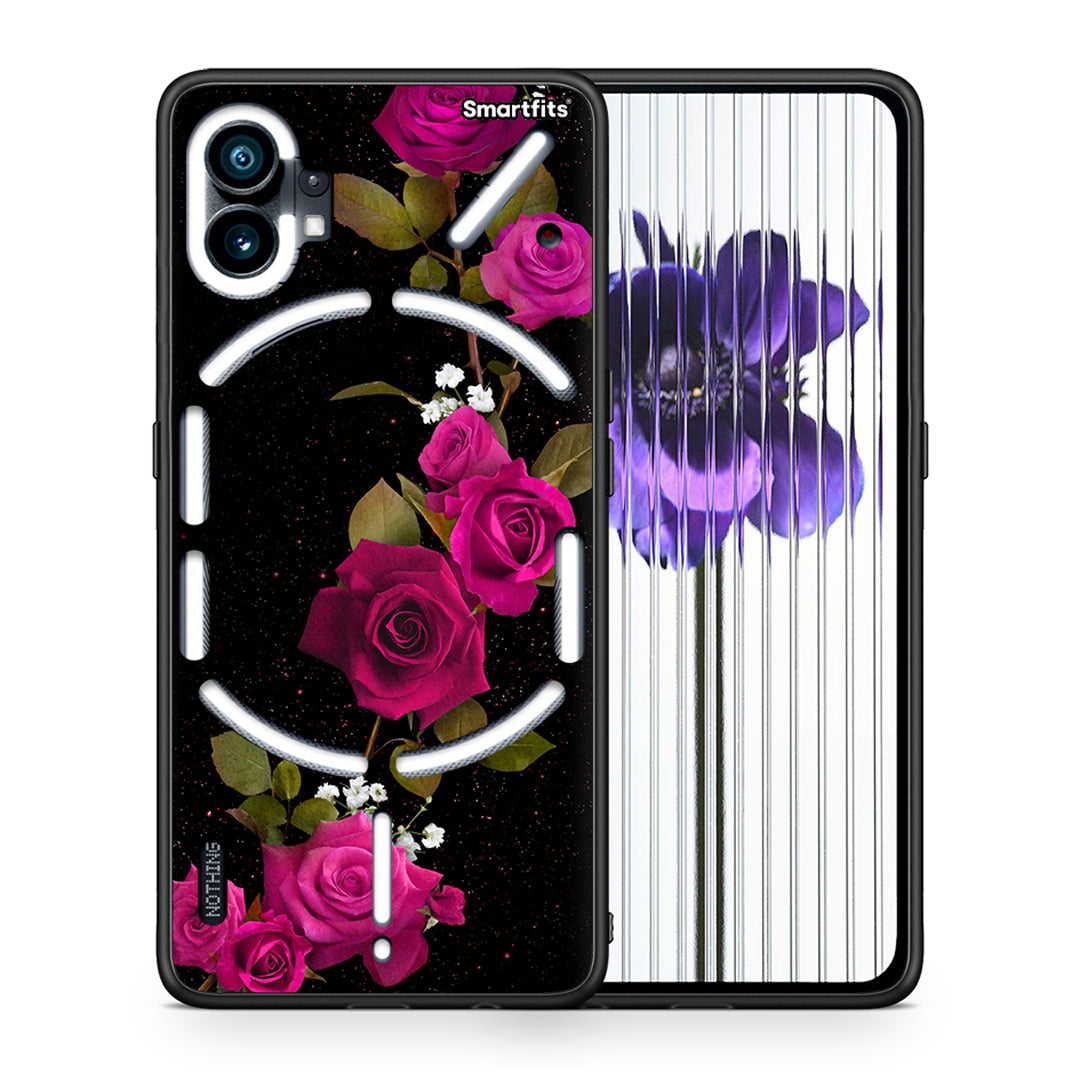 Θήκη Nothing Phone 1 Red Roses Flower από τη Smartfits με σχέδιο στο πίσω μέρος και μαύρο περίβλημα | Nothing Phone 1 Red Roses Flower case with colorful back and black bezels