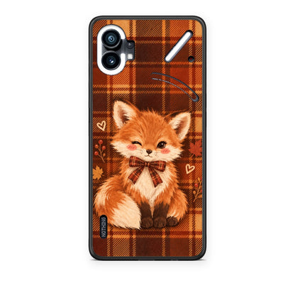 Θήκη Nothing Phone 1 Fox on Autumn Tartan από τη Smartfits με σχέδιο στο πίσω μέρος και μαύρο περίβλημα | Nothing Phone 1 Fox on Autumn Tartan case with colorful back and black bezels