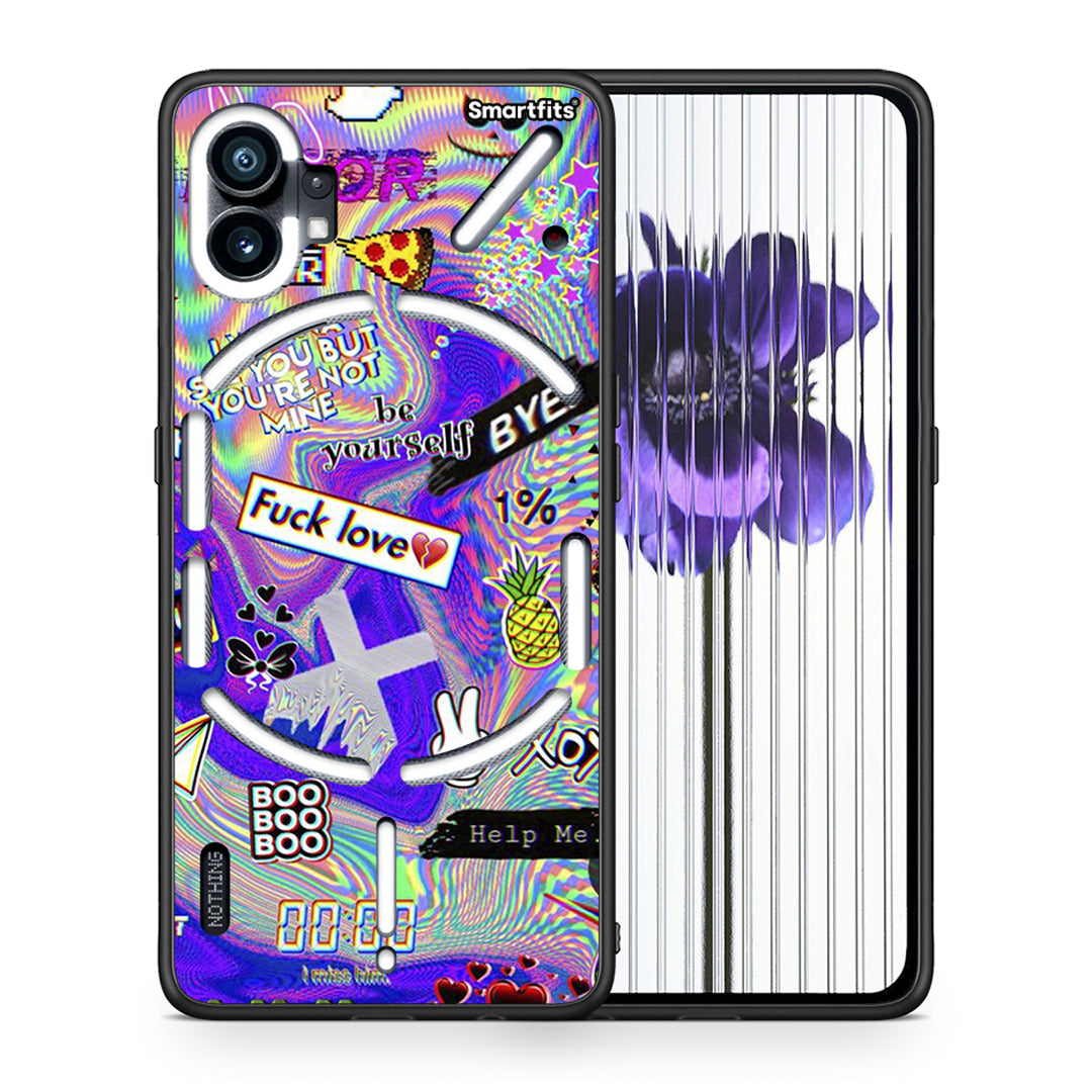 Θήκη Nothing Phone 1 Game Over από τη Smartfits με σχέδιο στο πίσω μέρος και μαύρο περίβλημα | Nothing Phone 1 Game Over case with colorful back and black bezels