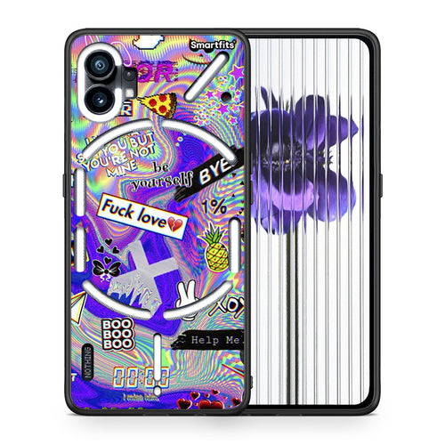 Θήκη Nothing Phone 1 Game Over από τη Smartfits με σχέδιο στο πίσω μέρος και μαύρο περίβλημα | Nothing Phone 1 Game Over case with colorful back and black bezels