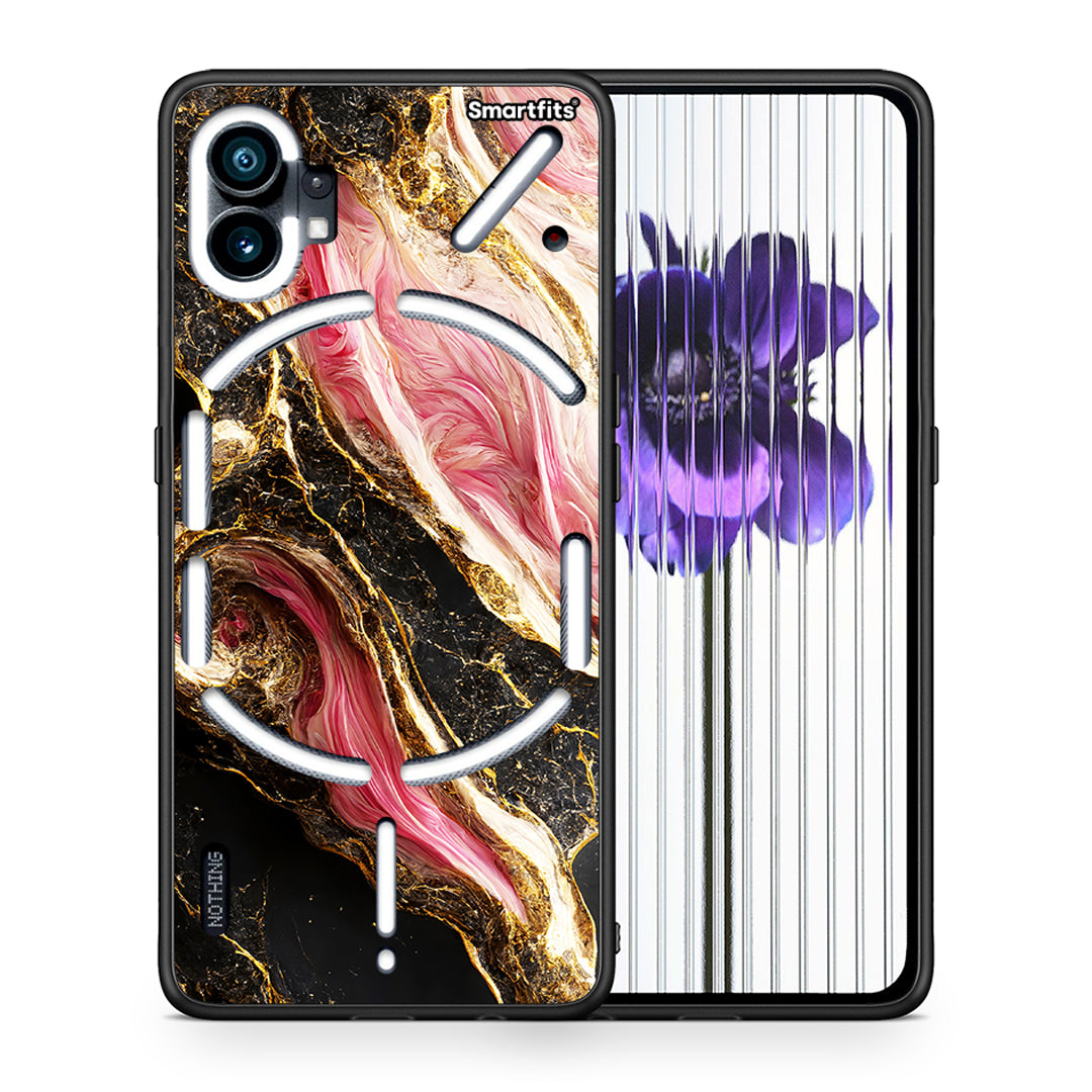 Θήκη Nothing Phone 1 Glamorous Pink Marble από τη Smartfits με σχέδιο στο πίσω μέρος και μαύρο περίβλημα | Nothing Phone 1 Glamorous Pink Marble case with colorful back and black bezels