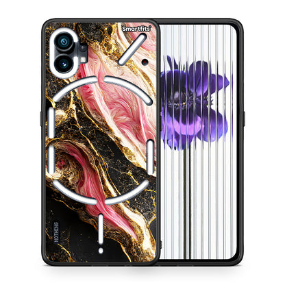 Θήκη Nothing Phone 1 Glamorous Pink Marble από τη Smartfits με σχέδιο στο πίσω μέρος και μαύρο περίβλημα | Nothing Phone 1 Glamorous Pink Marble case with colorful back and black bezels