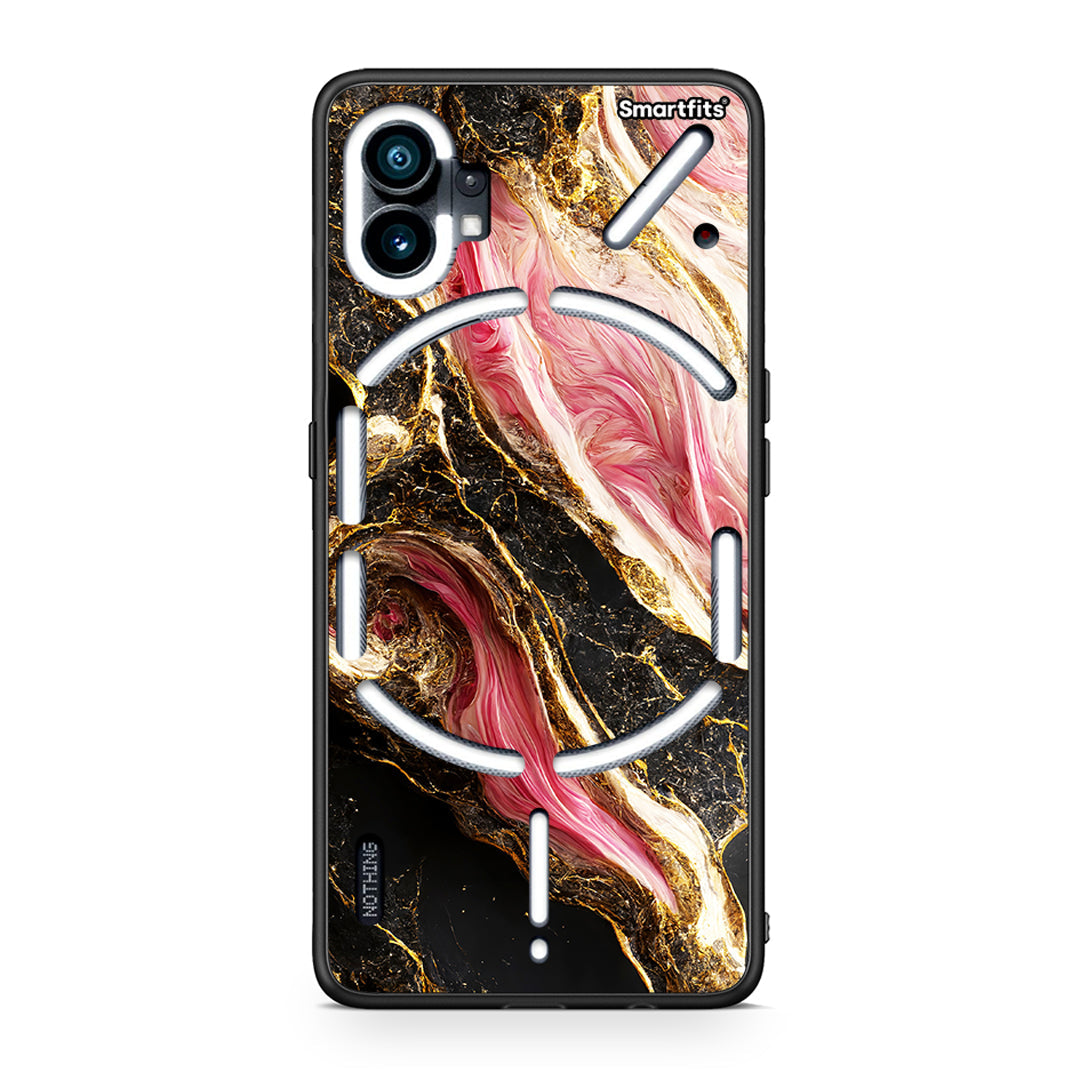 Nothing Phone 1 Glamorous Pink Marble θήκη από τη Smartfits με σχέδιο στο πίσω μέρος και μαύρο περίβλημα | Smartphone case with colorful back and black bezels by Smartfits