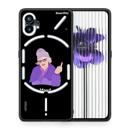Θήκη Nothing Phone 1 Grandma Mood Black από τη Smartfits με σχέδιο στο πίσω μέρος και μαύρο περίβλημα | Nothing Phone 1 Grandma Mood Black case with colorful back and black bezels