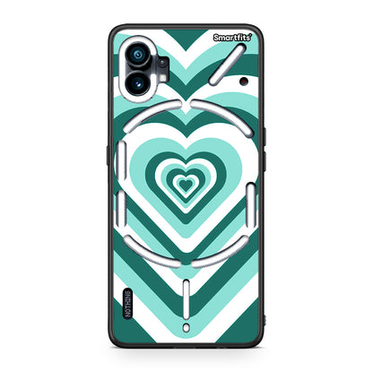 Nothing Phone 1 Green Hearts θήκη από τη Smartfits με σχέδιο στο πίσω μέρος και μαύρο περίβλημα | Smartphone case with colorful back and black bezels by Smartfits