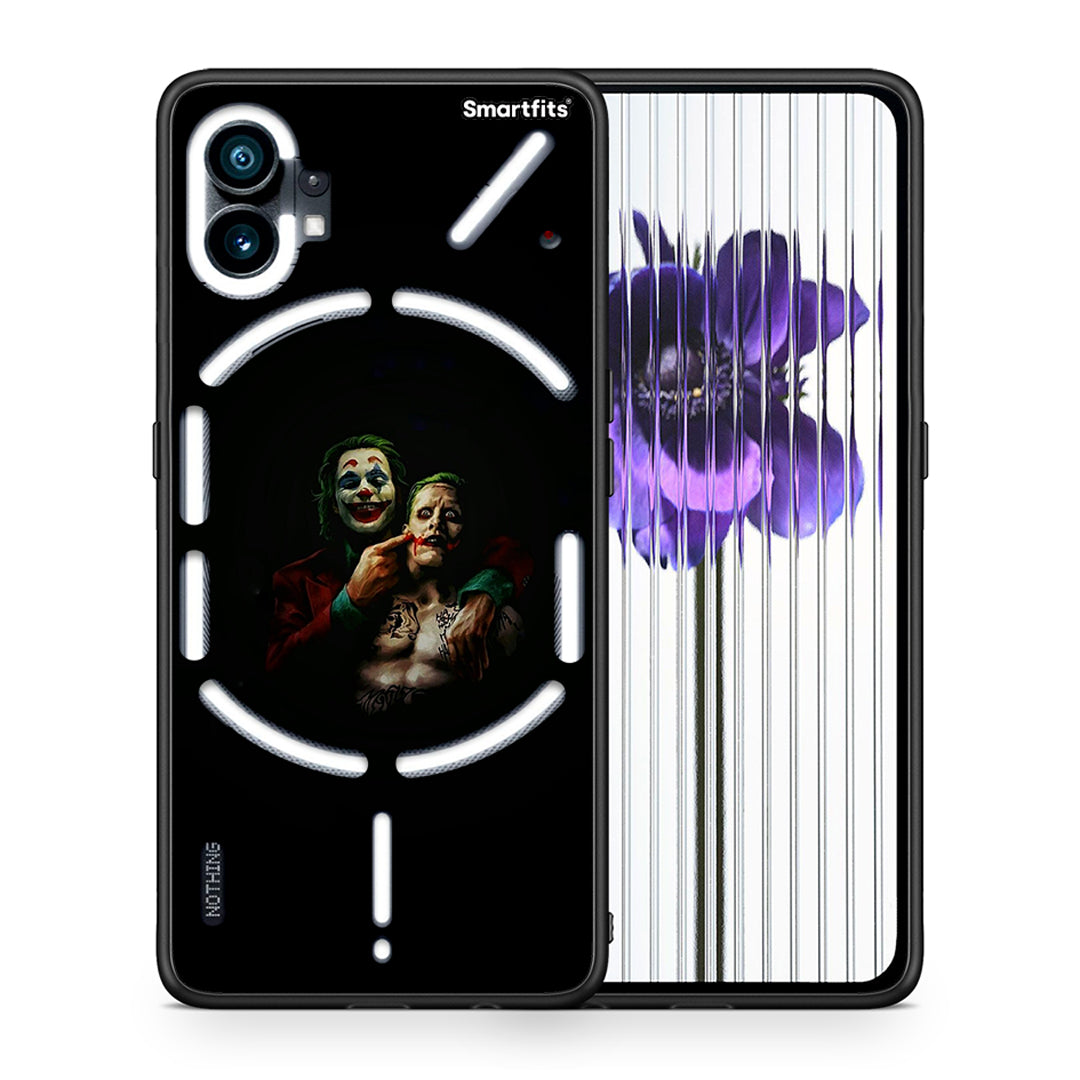 Θήκη Nothing Phone 1 Clown Hero από τη Smartfits με σχέδιο στο πίσω μέρος και μαύρο περίβλημα | Nothing Phone 1 Clown Hero case with colorful back and black bezels