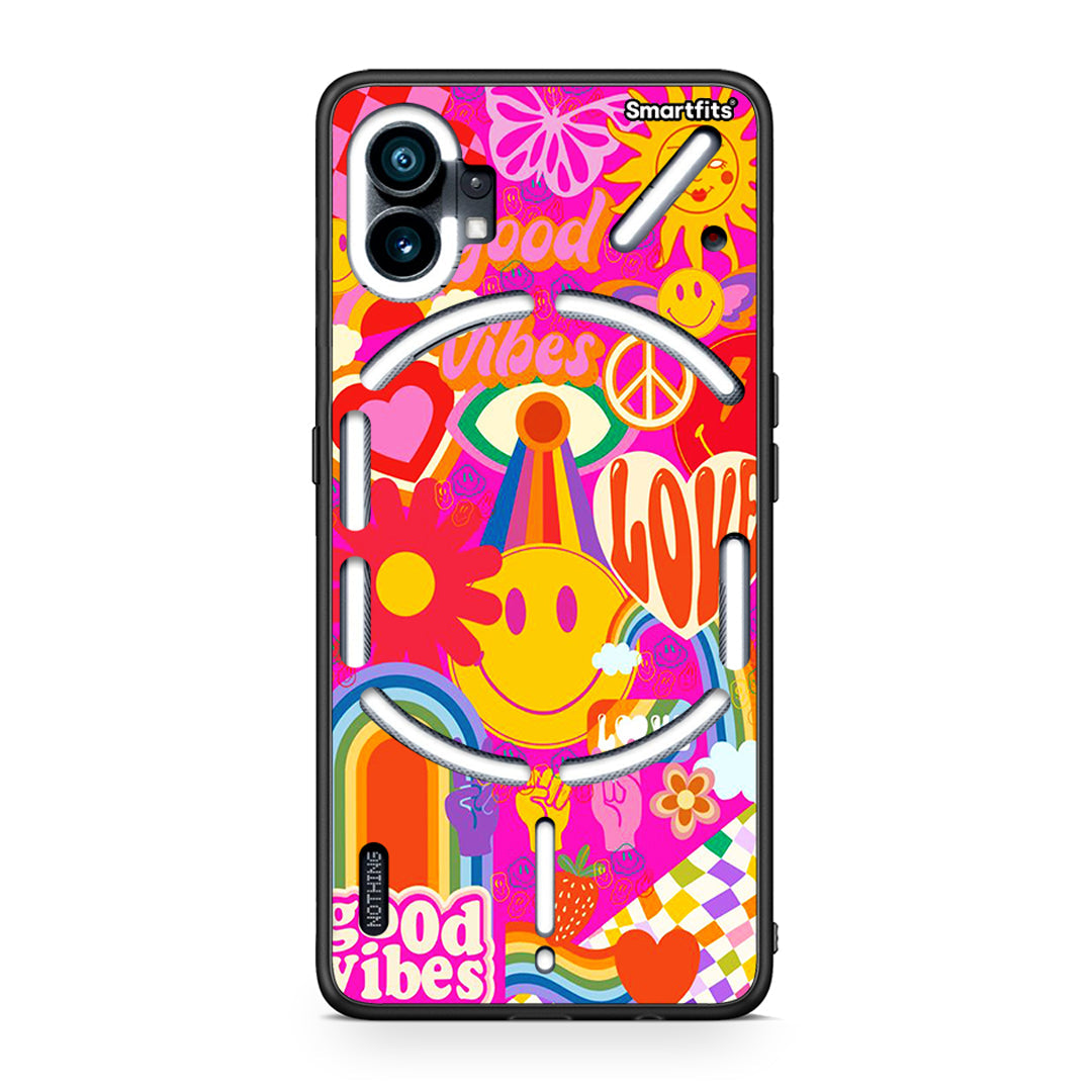 Nothing Phone 1 Hippie Love θήκη από τη Smartfits με σχέδιο στο πίσω μέρος και μαύρο περίβλημα | Smartphone case with colorful back and black bezels by Smartfits