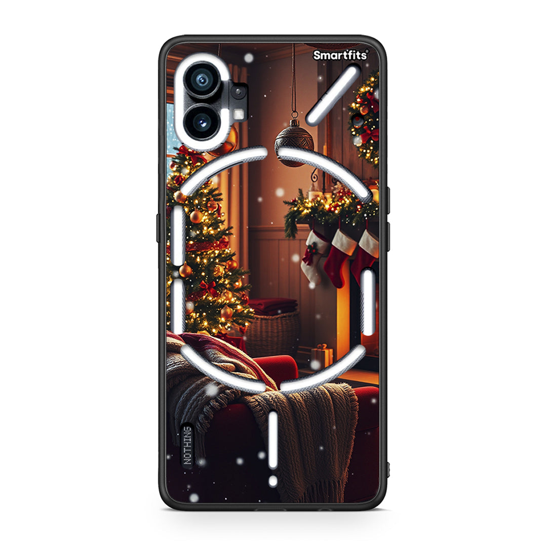 Nothing Phone 1 Home For Christmas θήκη από τη Smartfits με σχέδιο στο πίσω μέρος και μαύρο περίβλημα | Smartphone case with colorful back and black bezels by Smartfits