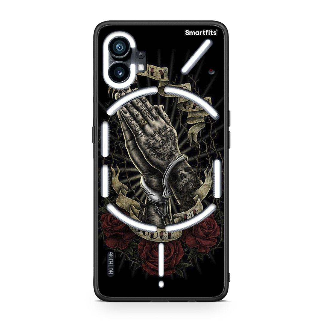 Nothing Phone 1 Judge By God θήκη από τη Smartfits με σχέδιο στο πίσω μέρος και μαύρο περίβλημα | Smartphone case with colorful back and black bezels by Smartfits